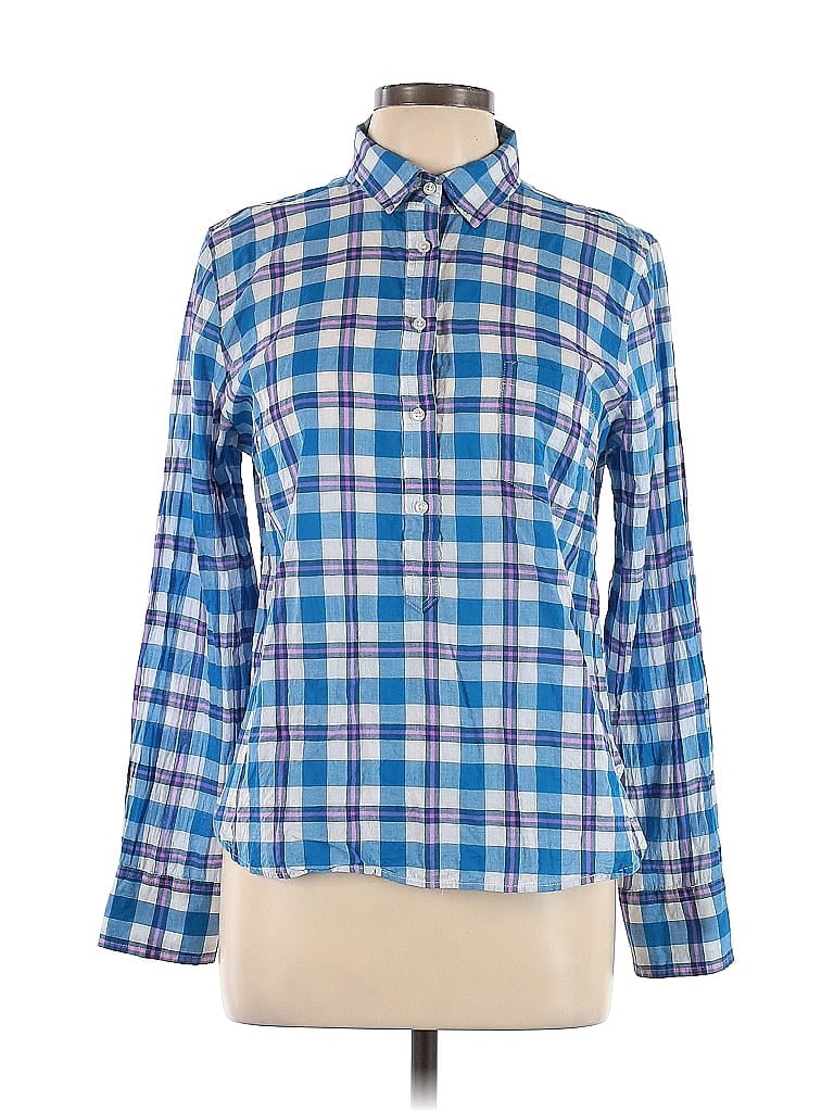 J.Crew Checkered-gingham Plaid Blue Long Sleeve Button-Down Shirt Size 12 - photo 1