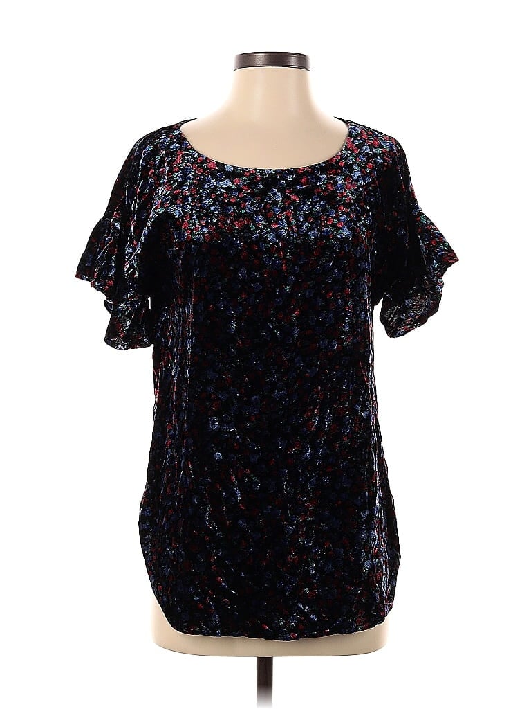 Pre-owned Gap Short Sleeve Blouse In Black