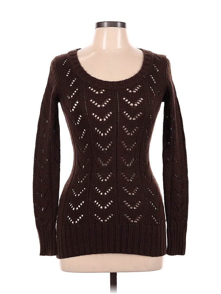 iDOLL 100% Acrylic Chevron-herringbone Hearts Chevron Brown Pullover Sweater Size M - photo 1
