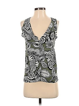 Ann Taylor LOFT Petite Abstract Floral Twist Back Shell (view 1)