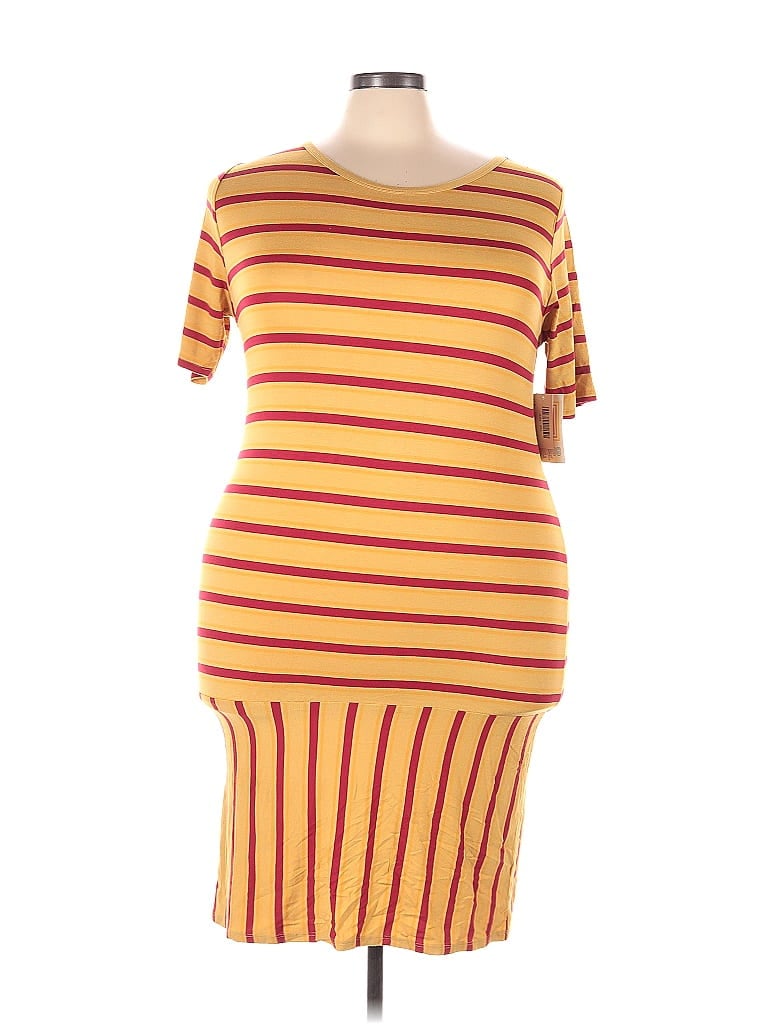 Lularoe Stripes Yellow Casual Dress Size 3X (Plus) - photo 1