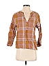 PrAna Plaid Orange Brown Long Sleeve Blouse Size XS - photo 1
