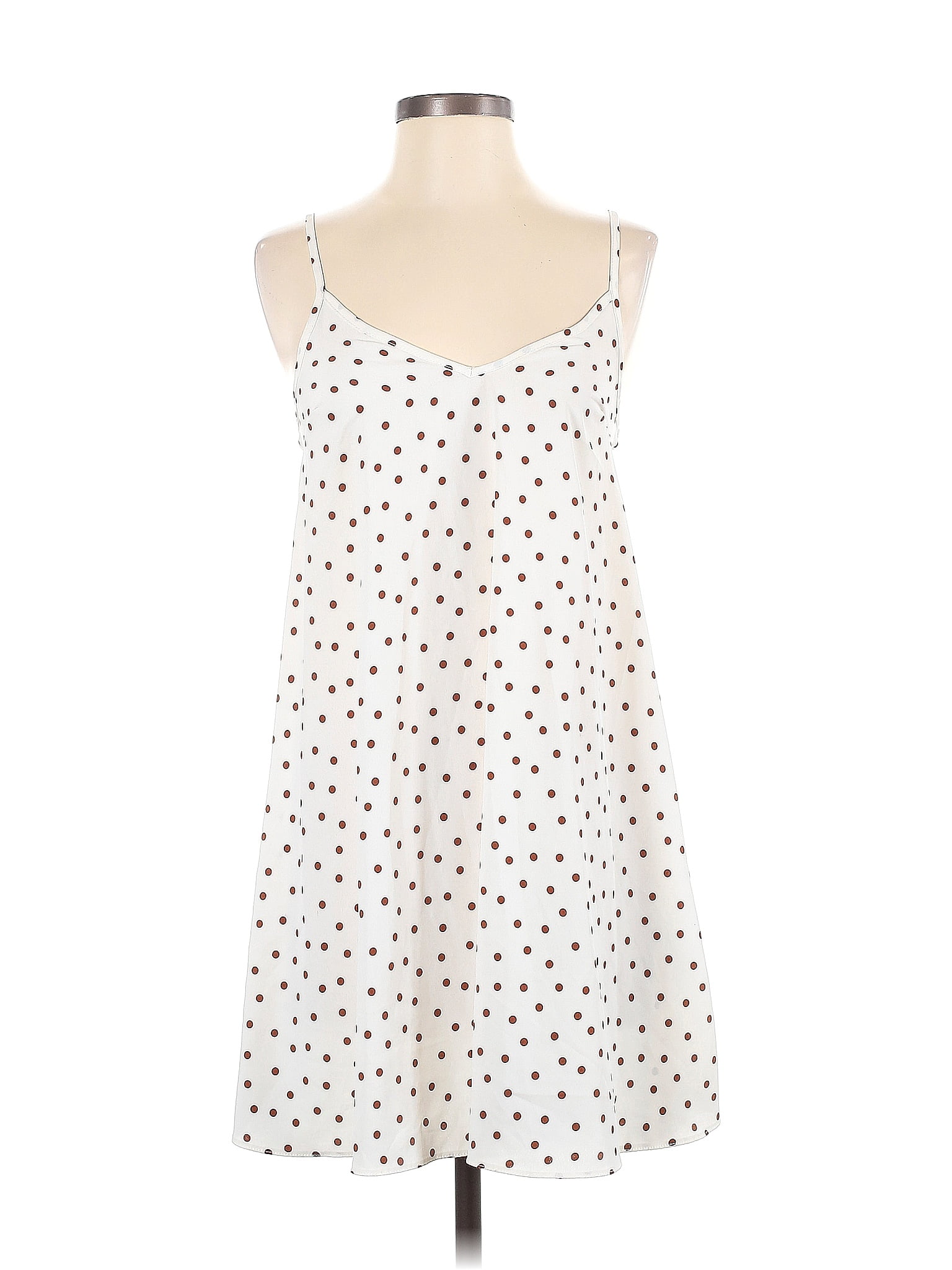 ASOS 100% Polyester Hearts Stars Polka Dots White Casual Dress Size 2