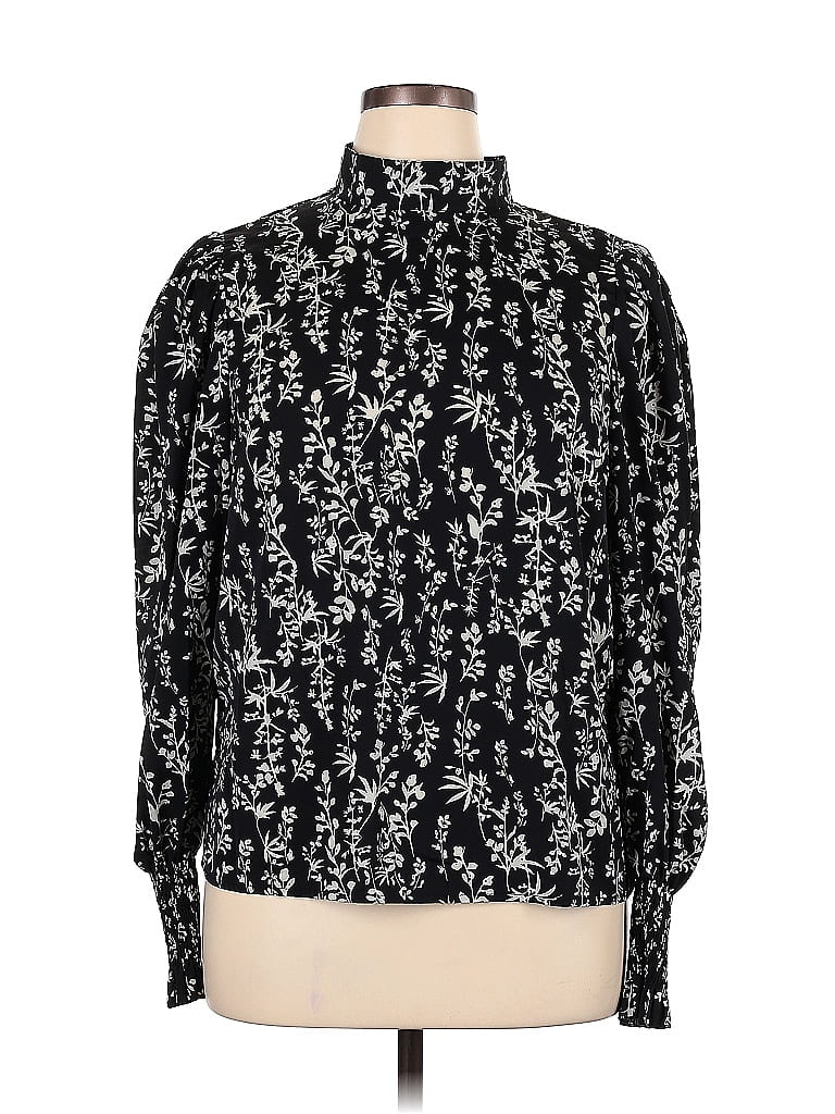 Unbranded 100% Polyester Damask Brocade Black Long Sleeve Blouse Size XL - photo 1