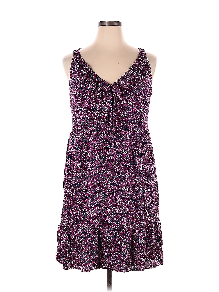 Ann Taylor LOFT Outlet 100% Rayon Marled Paisley Tweed Purple Casual Dress Size 14 - photo 1
