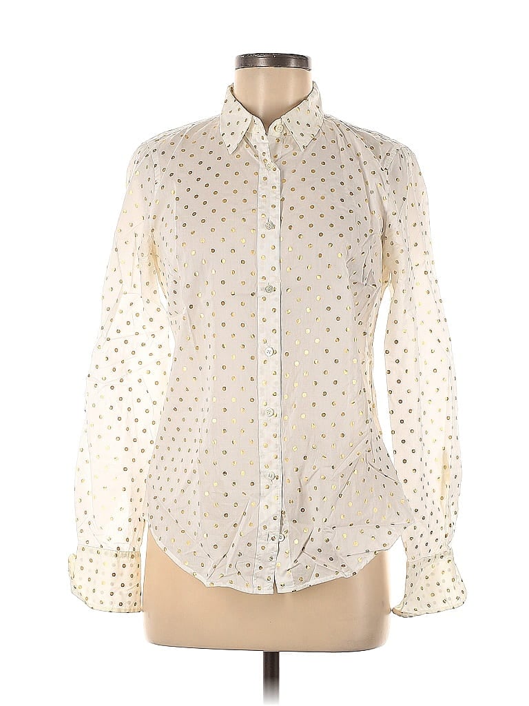 J.Crew 100% Cotton Polka Dots Ivory Long Sleeve Blouse Size 6 - 78% off ...