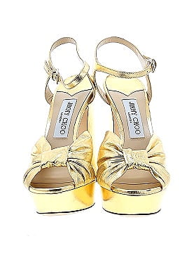 Jimmy Choo Metallic Leather Heloise  Ankle-Strap Platform Sandals (view 2)