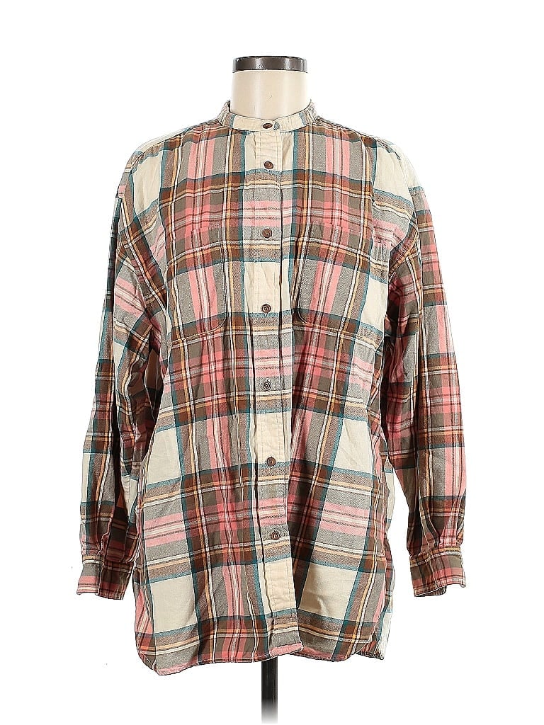 Eddie Bauer 100% Cotton Plaid Brown Long Sleeve Button-Down Shirt Size M - photo 1