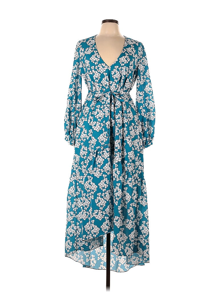Borgo De Nor 100% Polyester Floral Motif Blue Casual Dress Size 6 - photo 1