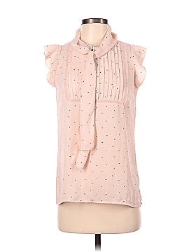 Ann Taylor LOFT Dotted Pleated Bow Neck Top (view 1)