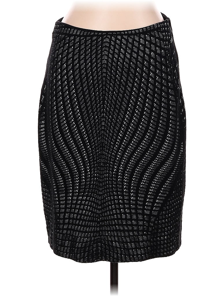 Diane von Furstenberg Houndstooth Jacquard Solid Grid Chevron-herringbone Chevron Black Casual Skirt Size Lg (Estimated) - photo 1