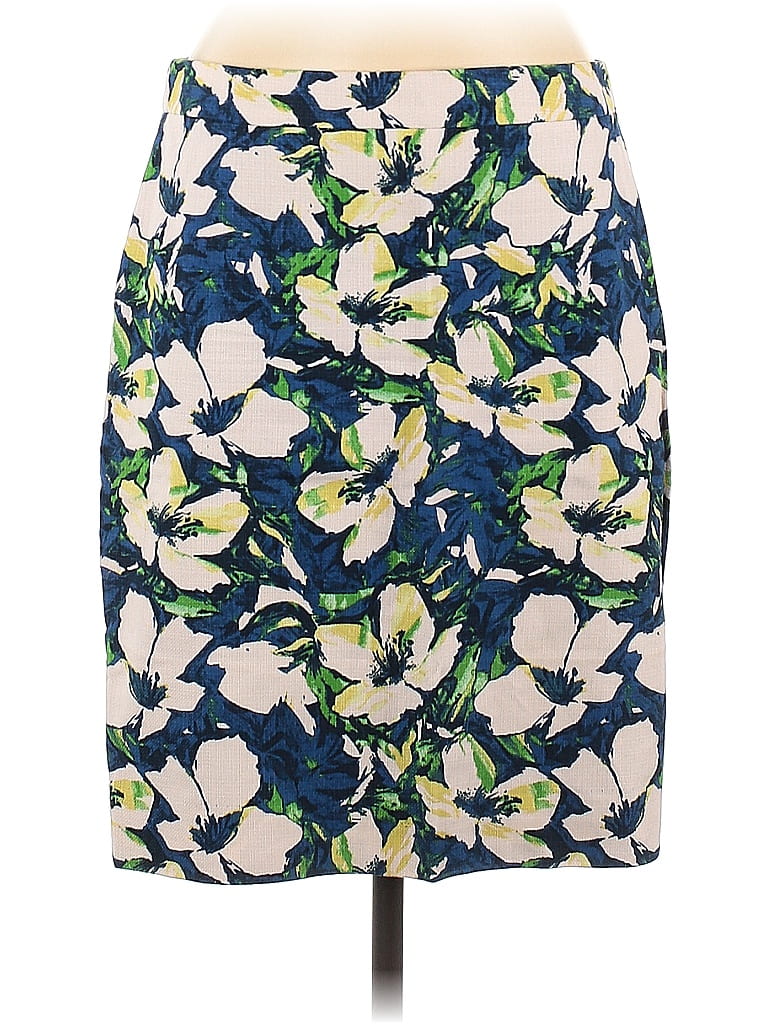 J.Crew Factory Store 100% Cotton Floral Motif Floral Tropical Blue Formal Skirt Size 6 - photo 1