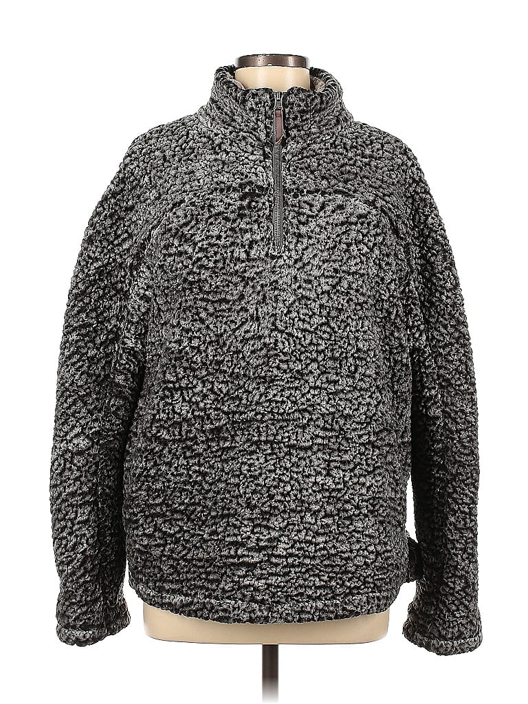 Thread & Supply 100% Polyester Marled Tweed Gray Fleece Size M - photo 1