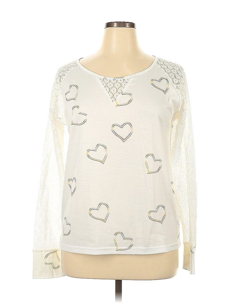 Unbranded Hearts Ivory Long Sleeve Top Size XL - photo 1