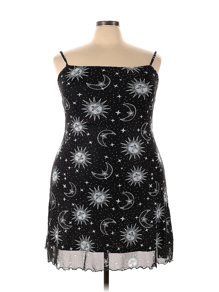 Shein Floral Motif Stars Graphic Black Cocktail Dress Size 3X (Plus) - photo 1