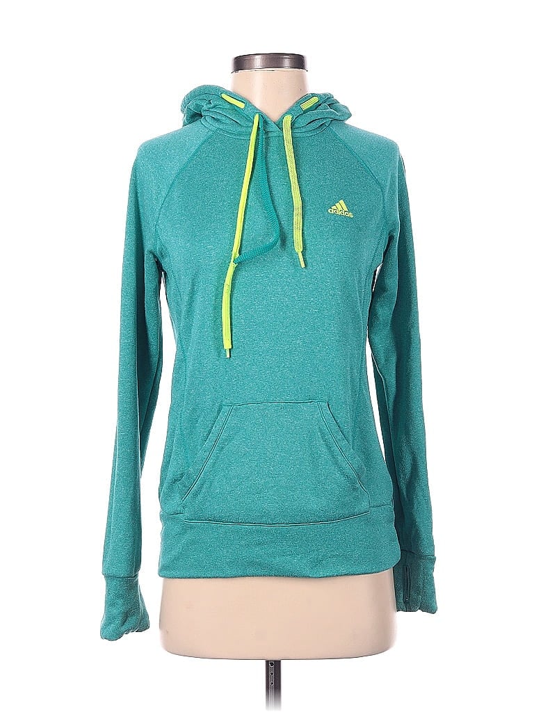 Adidas 100% Polyester Teal Pullover Hoodie Size S - photo 1