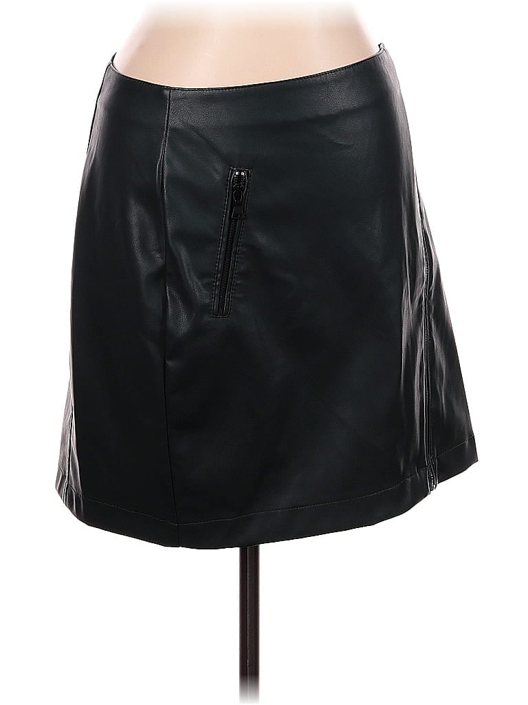 Express 100% Polyester Black Faux Leather Skirt Size 12 - photo 1