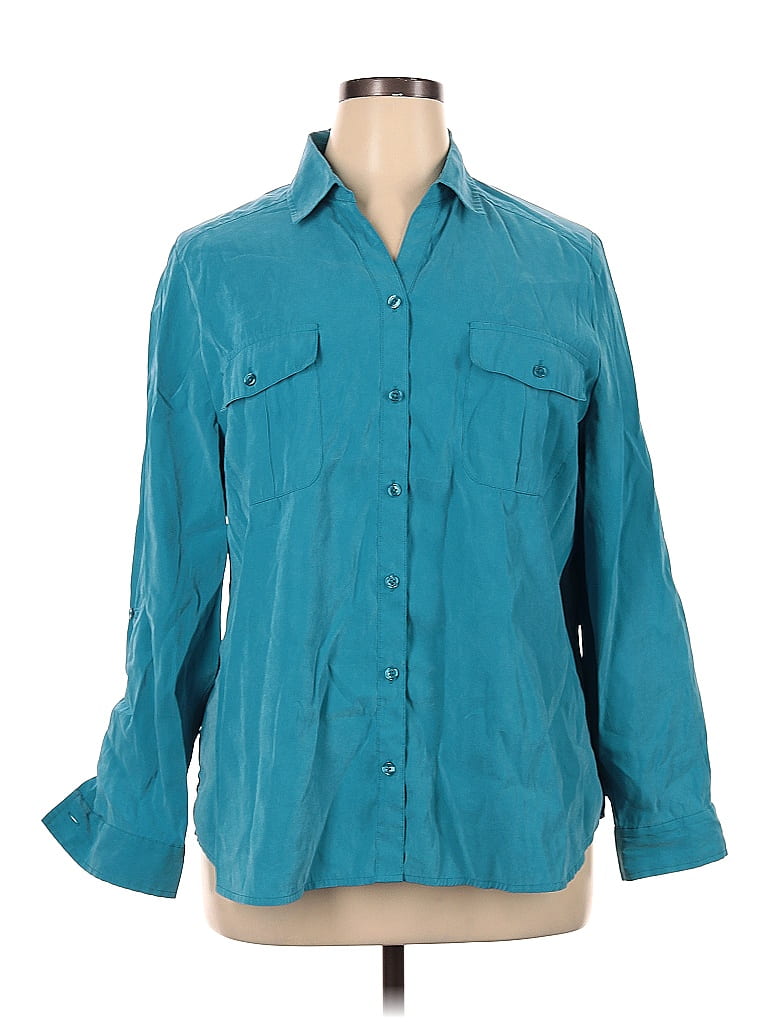 Chicos Teal Long Sleeve Button Down Shirt Size Xl 3 77 Off Thredup