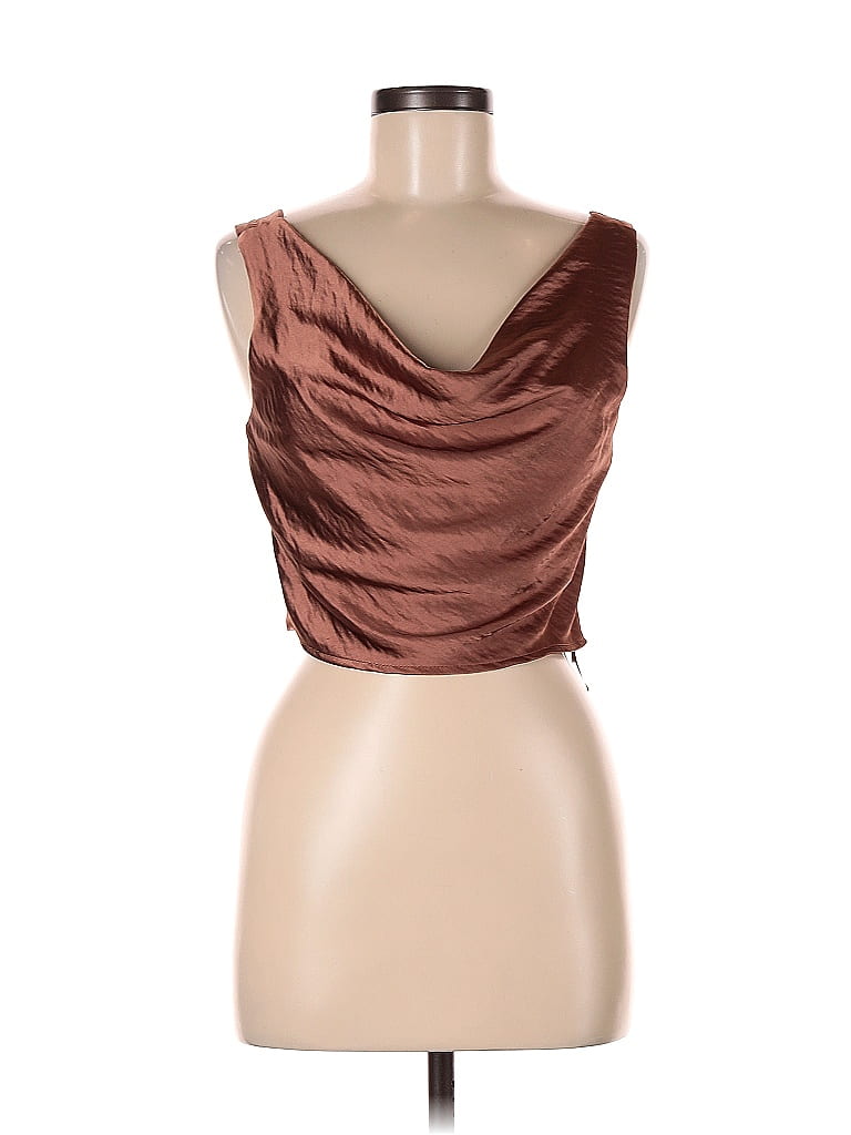 Zara Solid Brown Sleeveless Blouse Size XS - photo 1