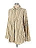 American Eagle Outfitters Stripes Tan Long Sleeve Button-Down Shirt Size S - photo 1