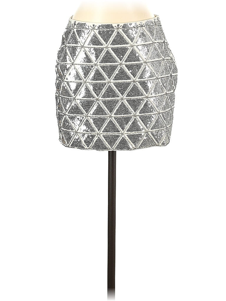 H&M Argyle Grid Silver Formal Skirt Size 4 - photo 1