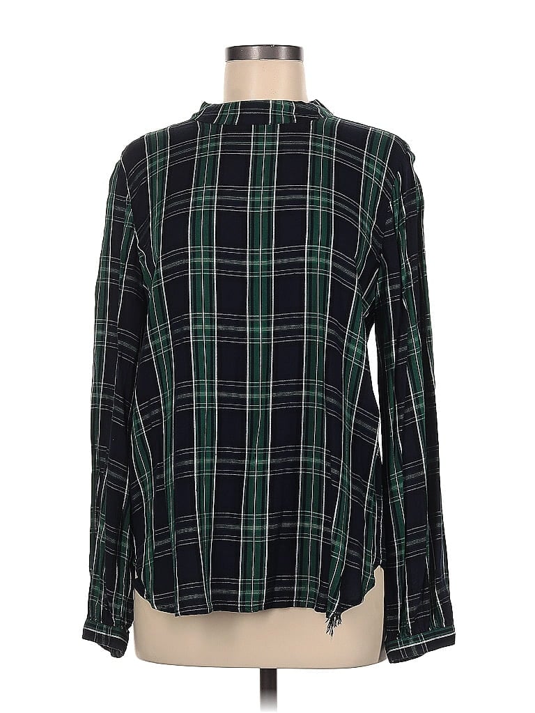 Ann Taylor LOFT Plaid Argyle Green Long Sleeve Blouse Size M - photo 1