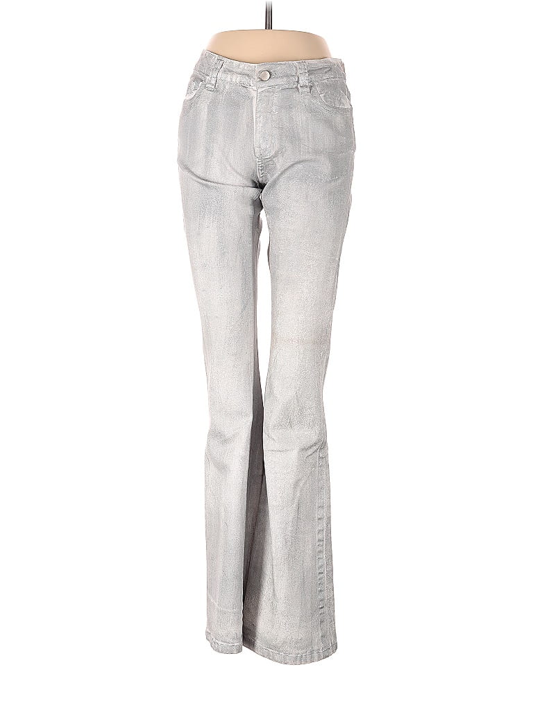 Cache Jacquard Acid Wash Print Gray Jeans Size 4 - photo 1