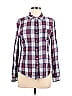 Dear John 100% Cotton Checkered-gingham Plaid Burgundy Long Sleeve Button-Down Shirt Size M - photo 1