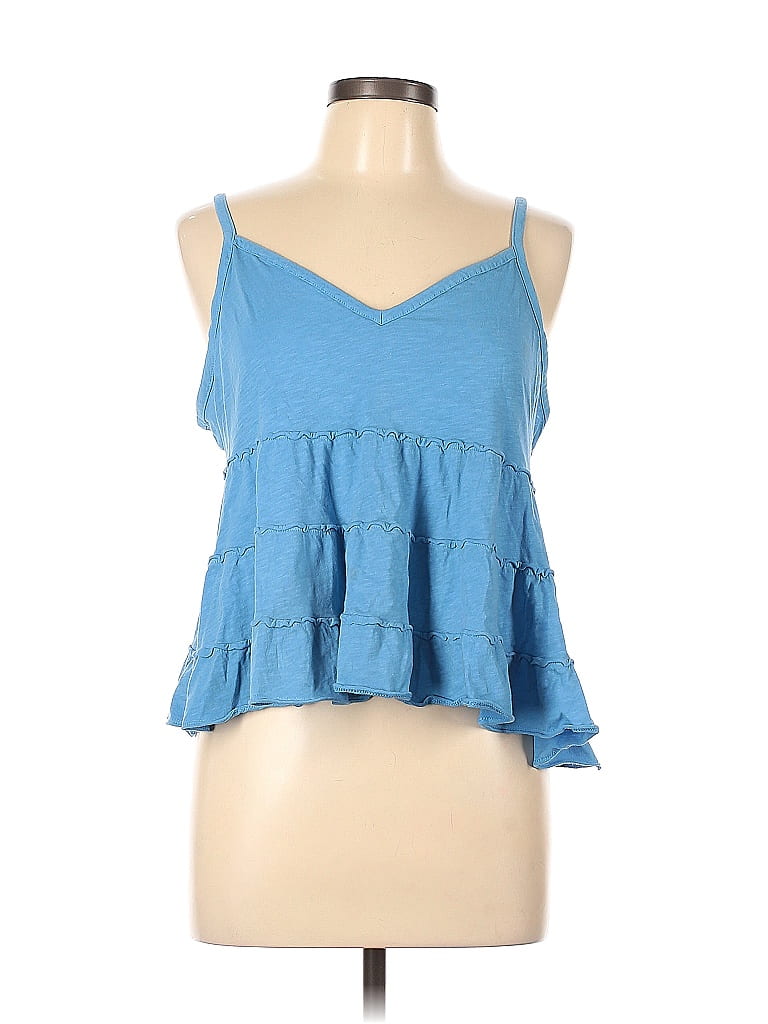 American Eagle Outfitters 100% Cotton Blue Sleeveless Blouse Size L - photo 1