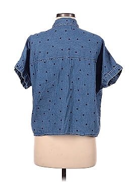 Madewell Denim Short-Sleeve Tie-Front Shirt in Heart Print (view 2)