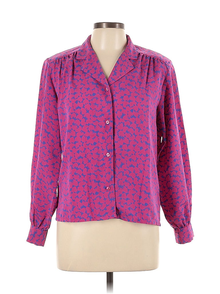 Country Sophisticates Hearts Polka Dots Pink Long Sleeve Blouse Size 10 - photo 1