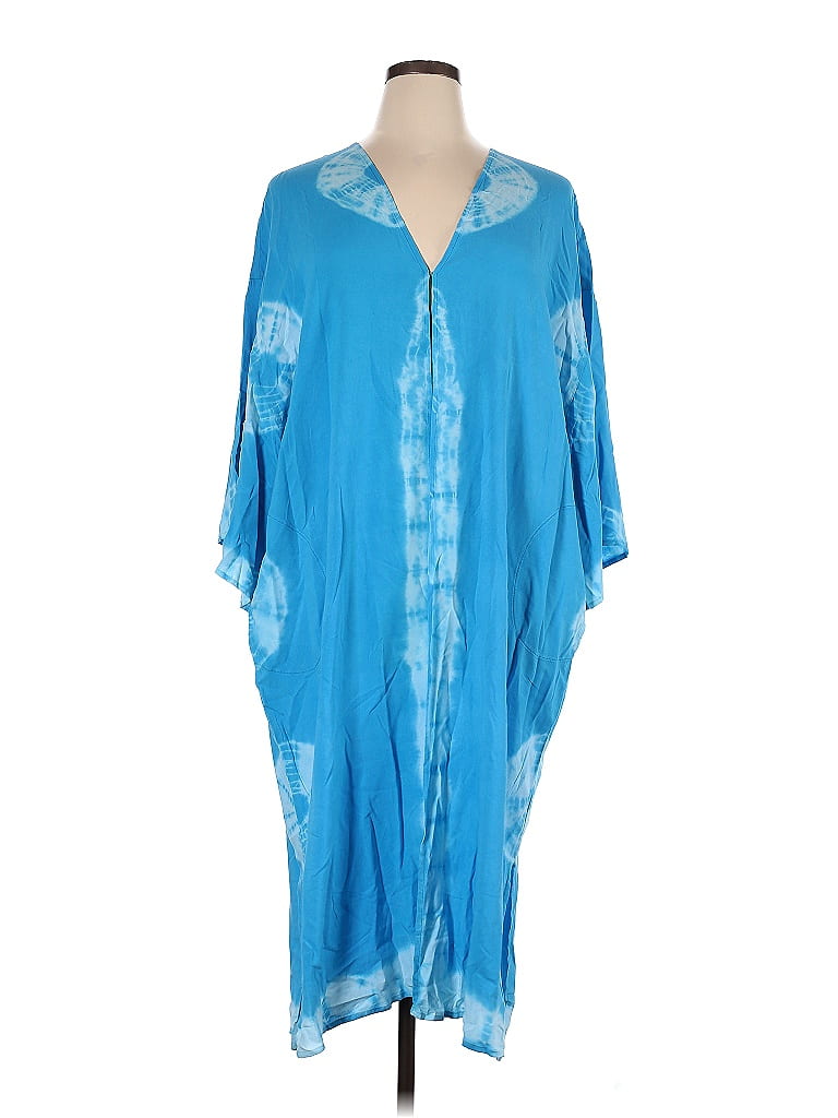 LOGO by Lori Goldstein 100% Rayon Blue Casual Dress Size 1X (Plus) - photo 1