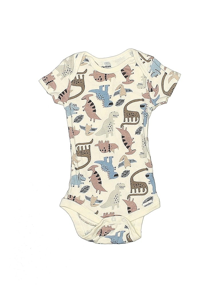 Gerber 100% Cotton Graphic Ivory Short Sleeve Onesie Size 3-6 mo - photo 1