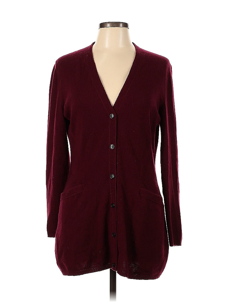 Lafayette 148 New York 100 Cashmere Burgundy Cardigan Size L 80 Off