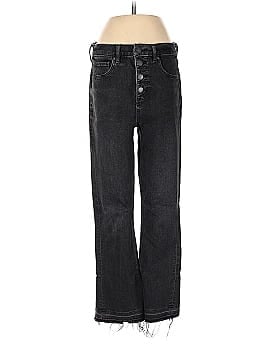 Ann Taylor LOFT High Rise Flare Crop Jeans in Washed Black Wash (view 1)