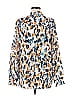 Reiss 100% Polyester Tortoise Animal Print Leopard Print Blue Long Sleeve Blouse Size 8 - photo 2