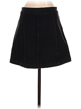 Madewell Stretch Denim A-Line Mini Skirt in Black Frost: Patch Pocket Edition (view 2)