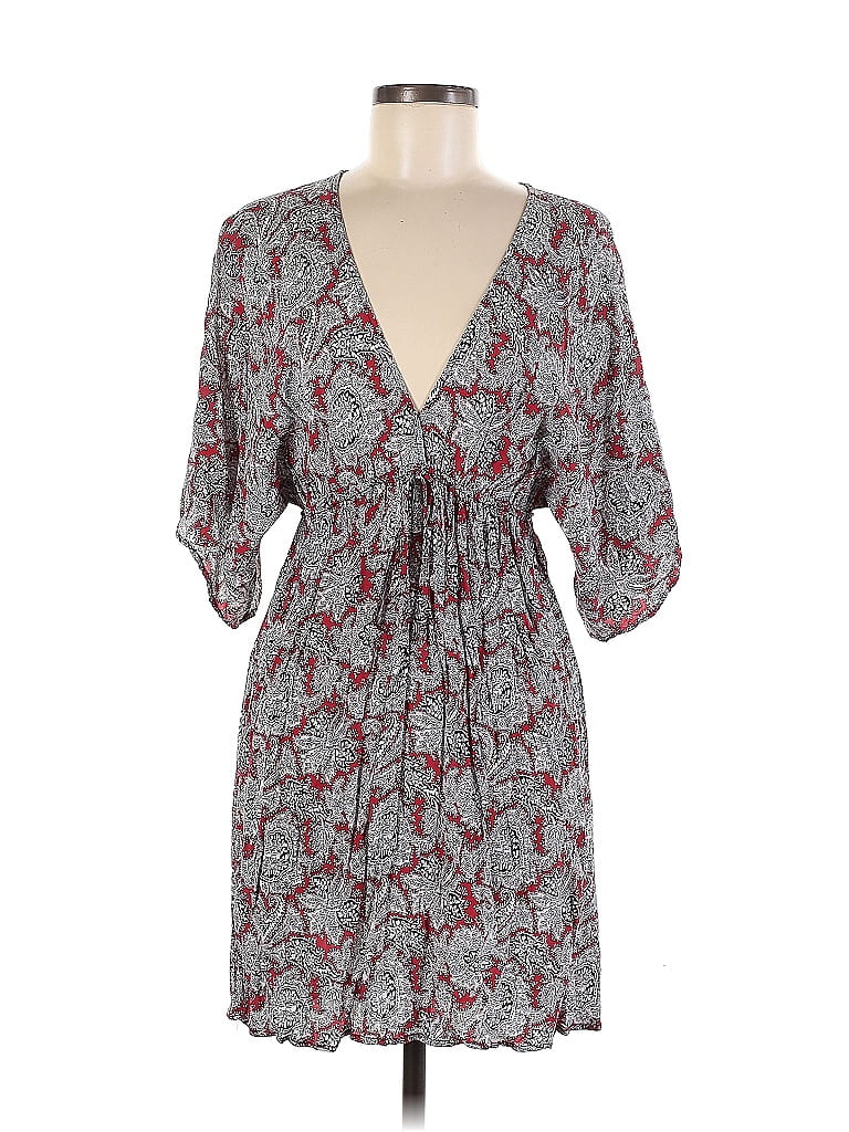 Aqua 100% Rayon Floral Motif Paisley Gray Casual Dress Size M - 72% off ...