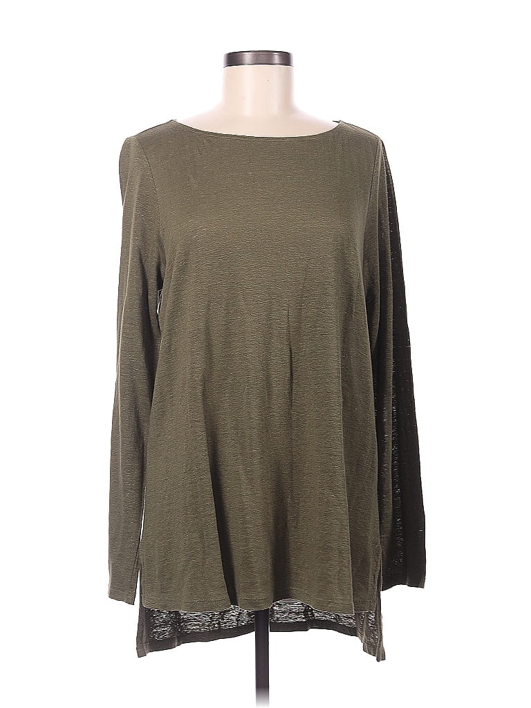 Eileen Fisher 100% Linen Green Long Sleeve T-Shirt Size M - photo 1