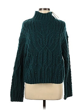 Vince. New Vince Cableknit Mockneck Sweater - Teal - M (view 1)