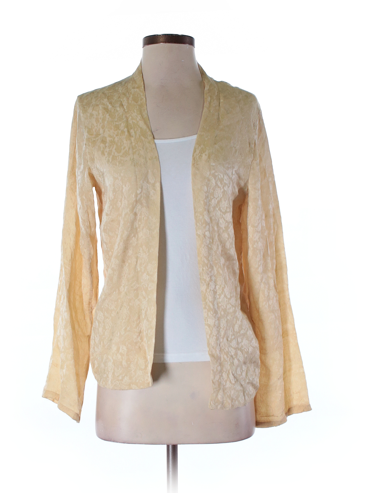 Winter Kate 100% Silk Print Beige Silk Cardigan Size XS - 99% off | thredUP