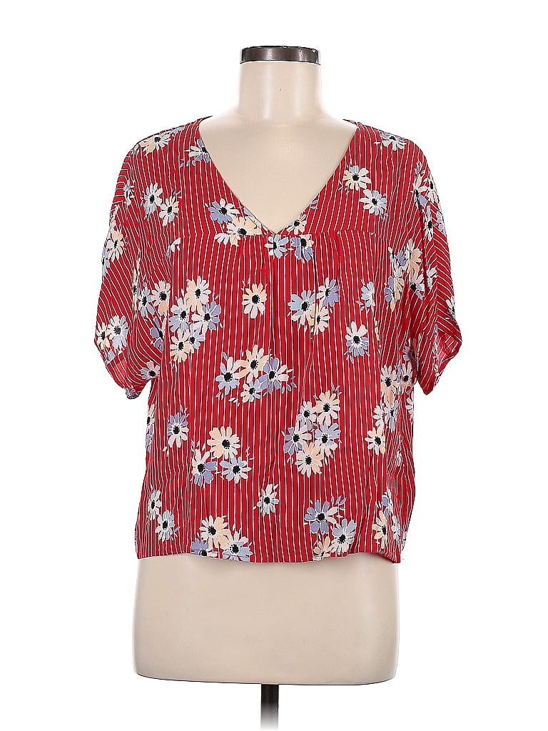 Madewell 100% Viscose Red Short Sleeve Blouse Size M - photo 1
