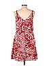 Elle 100% Rayon Damask Paisley Baroque Print Batik Red Casual Dress Size L - photo 2