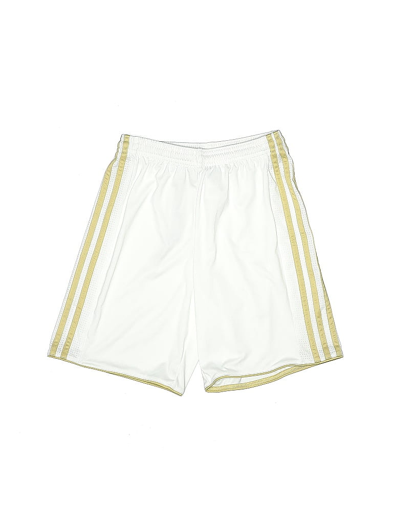 Adidas 100% Polyester Stripes White Athletic Shorts Size M (Youth) - photo 1