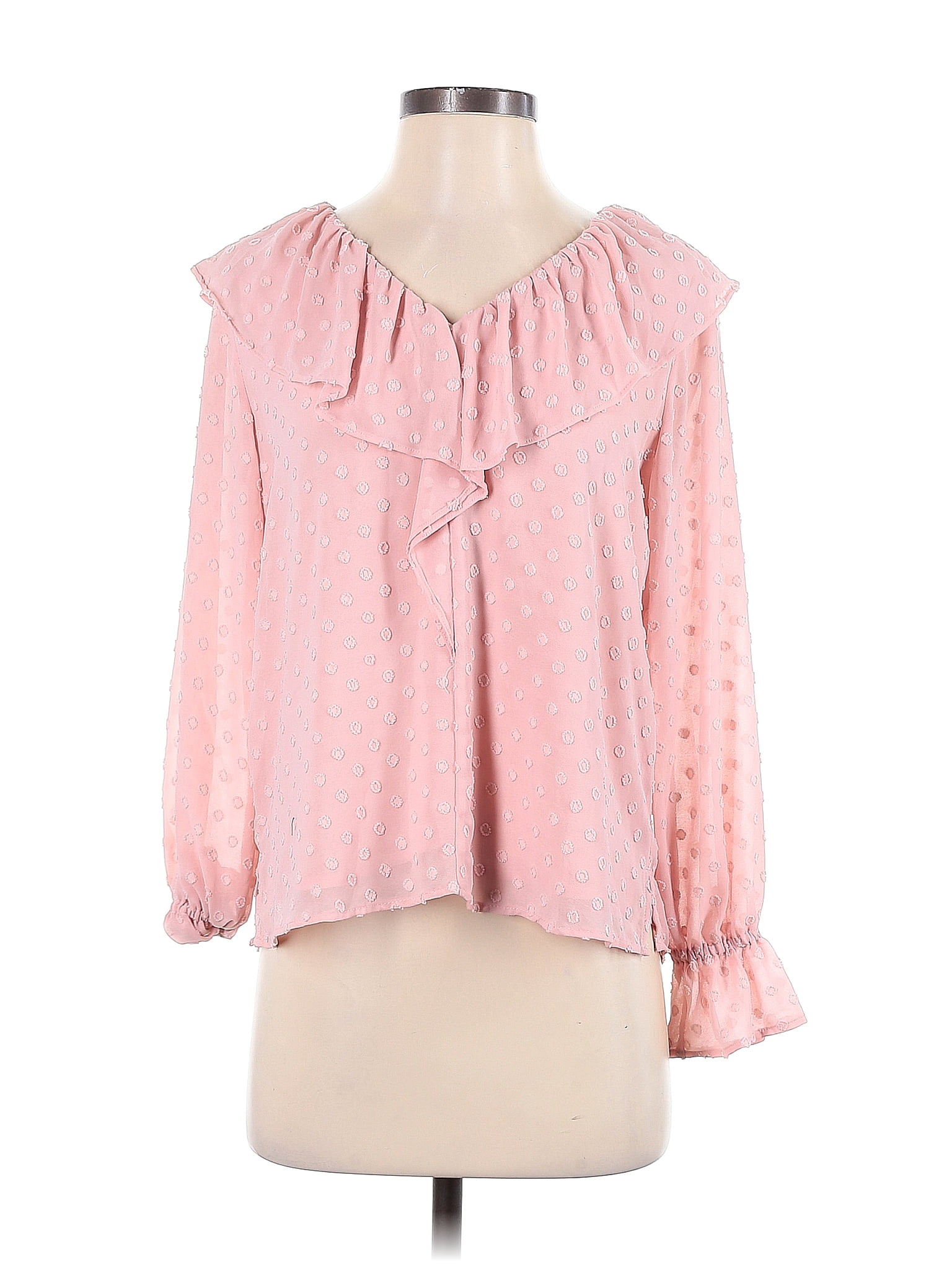 Ann Taylor Loft 100 Polyester Pink Long Sleeve Blouse Size Xs 74