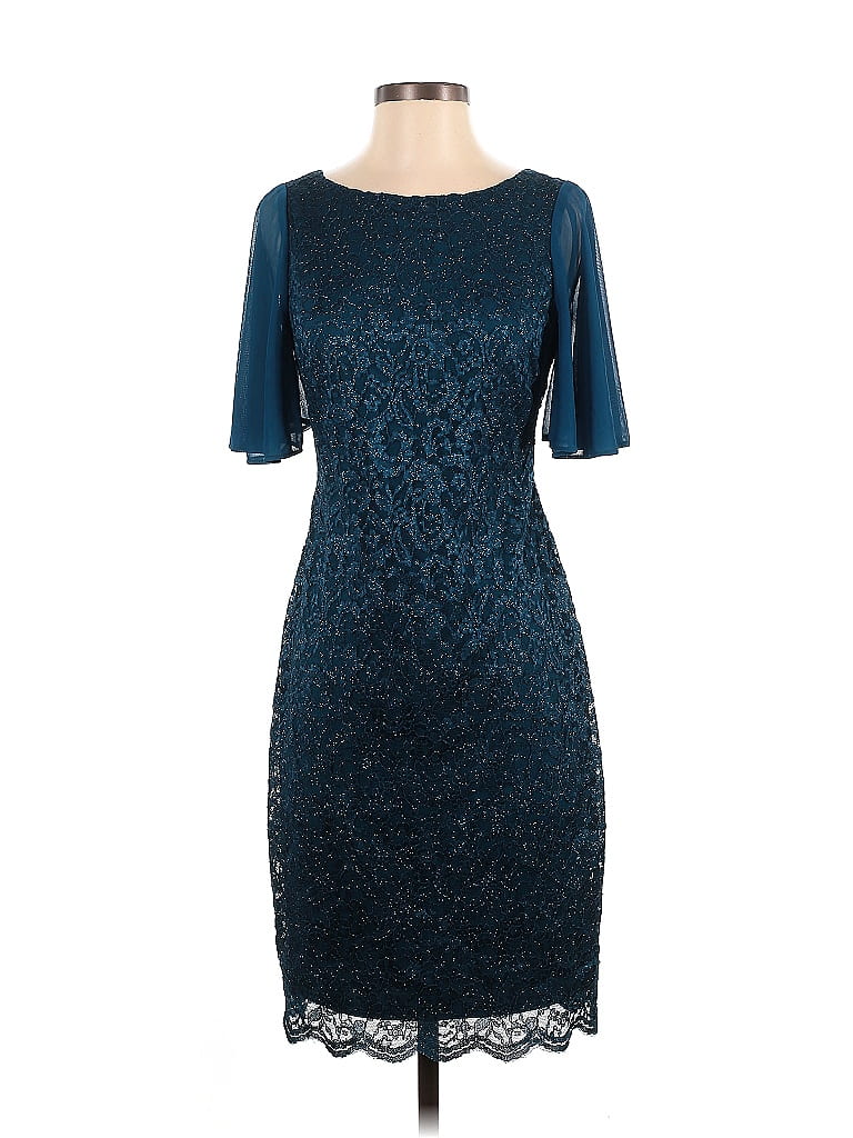 Jessica Howard Jacquard Damask Brocade Blue Casual Dress Size 6 - photo 1