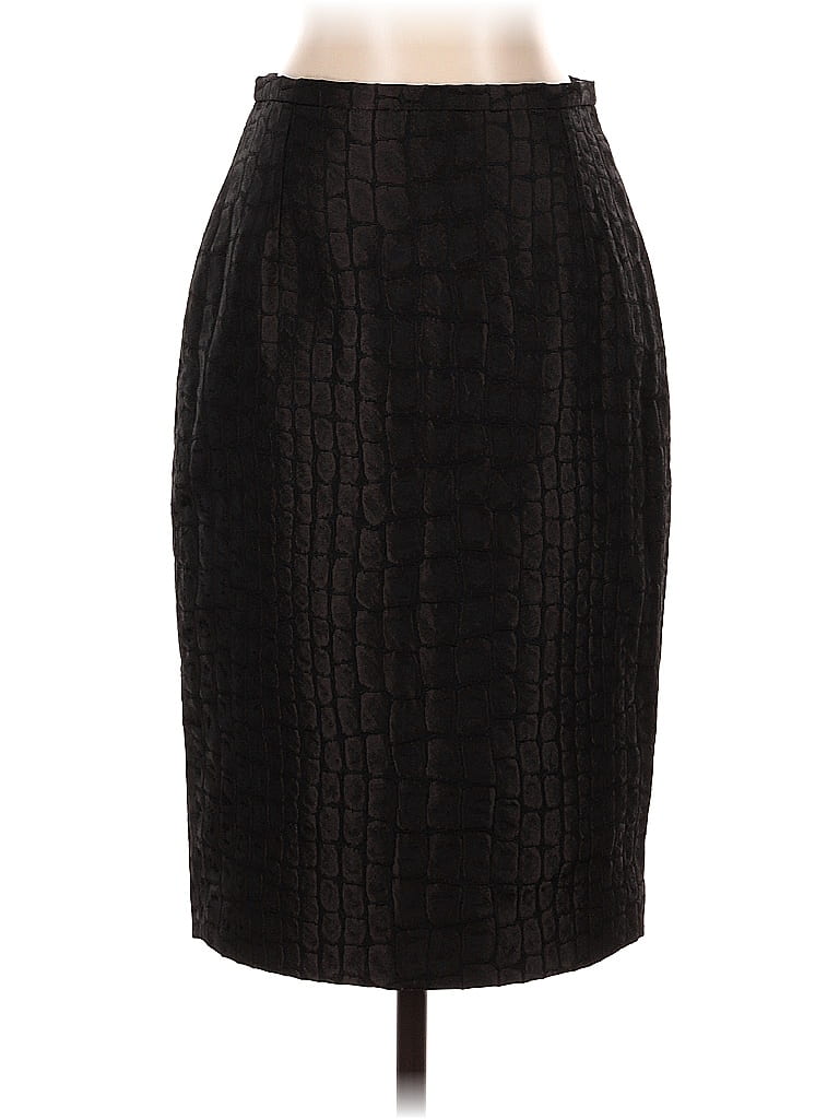 Max Mara Jacquard Tortoise Snake Print Brocade Black Casual Skirt Size S - photo 1