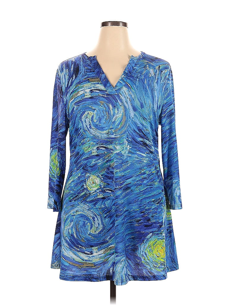 Lily by Firmiana Women’s Short Sleeve Maxi Dress Women’s Apparel Black Blue Brown Abstract Print