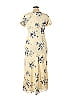 Ann Taylor 100% Polyester Floral Motif Acid Wash Print Paint Splatter Print Tie-dye Ivory Casual Dress Size 14 - photo 2