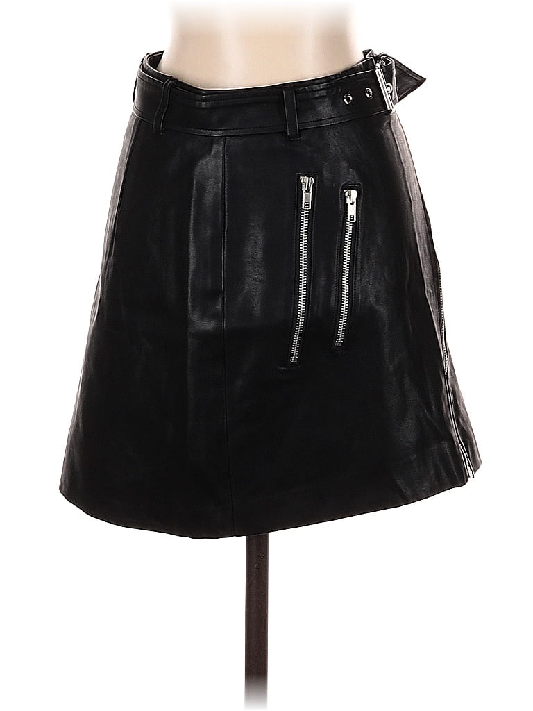 Pre-owned Unbranded Faux Leather Skirt In Black